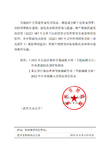 4150万！重庆市下达2022年污染治理和节能减碳专项（节能减碳方向）中央基建投资预算(图2)