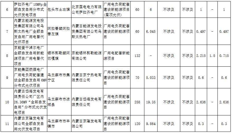 内蒙古自治区能源局发布首批39个全额自发自用新能源项目清单(图2)